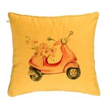 Casa si Gradina - Textile si covoare - Perne si pilote - Perne decorative - Perna Decorativa, Model Rose Flower Bike, 40x40 cm, Galben, Husa Detasabila, Burduf - Infinity.ro
