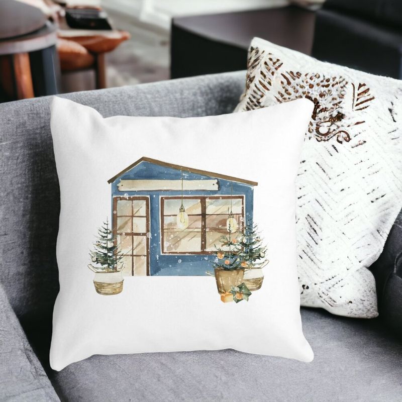 Casa si Gradina - Textile si covoare - Perne si pilote - Perne decorative - Perna Decorativa cu tematica de Craciun, 2, 40x40 cm, Alb mat, Husa Detasabila, Burduf - Infinity.ro