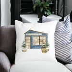 Casa si Gradina - Textile si covoare - Perne si pilote - Perne decorative - Perna Decorativa cu tematica de Craciun, 2, 40x40 cm, Alb mat, Husa Detasabila, Burduf - Infinity.ro