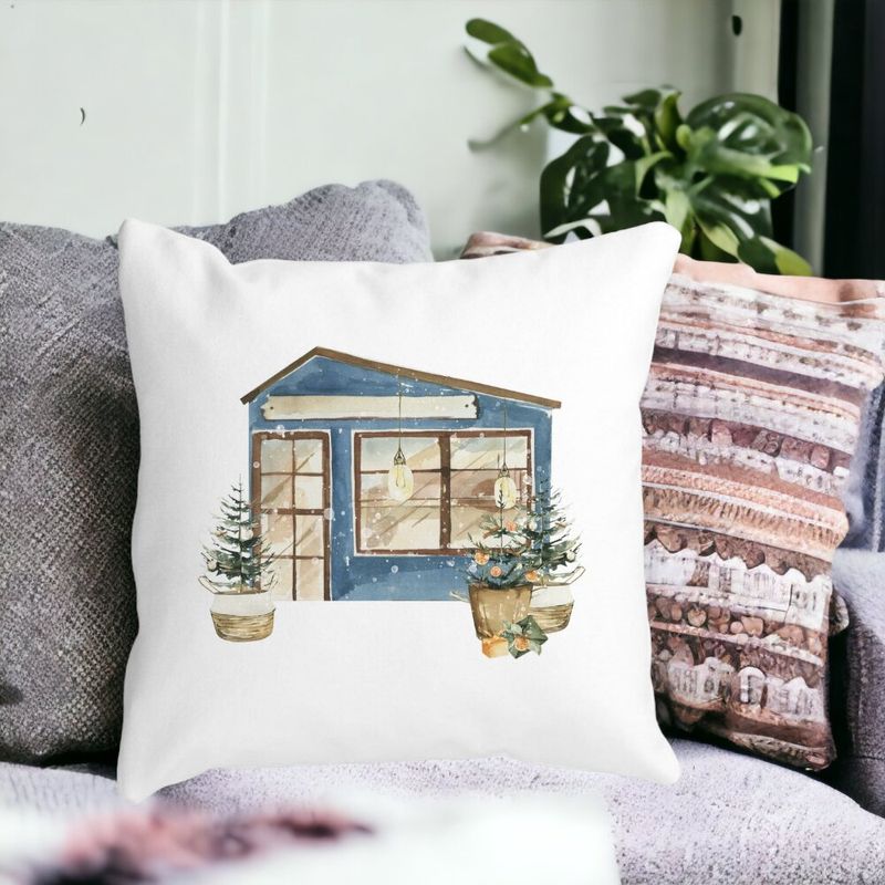 Casa si Gradina - Textile si covoare - Perne si pilote - Perne decorative - Perna Decorativa cu tematica de Craciun, 2, 40x40 cm, Alb mat, Husa Detasabila, Burduf - Infinity.ro