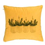 Casa si Gradina - Textile si covoare - Perne si pilote - Perne decorative - Perna Decorativa cu tematica de Craciun, Lumanari 2, 40x40 cm, Galben, Husa Detasabila, Burduf - Infinity.ro
