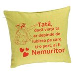 Casa si Gradina - Textile si covoare - Perne si pilote - Perne decorative - Perna Decorativa, Model pentru Tata 11, 40x40 cm, Verde, Husa Detasabila, Burduf - Infinity.ro