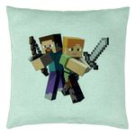 Casa si Gradina - Textile si covoare - Perne si pilote - Perne decorative - Perna Decorativa, Model Minecraft, 40x40 cm, Verde Menta, Husa Detasabila, Burduf - Infinity.ro