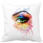 Casa si Gradina - Textile si covoare - Perne si pilote - Perne decorative - Perna Decorativa Patrata Multicolor Eye, 40x40 cm, Alb mat, Husa Detasabila, Burduf - Infinity.ro
