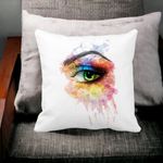 Casa si Gradina - Textile si covoare - Perne si pilote - Perne decorative - Perna Decorativa Patrata Multicolor Eye, 40x40 cm, Alb mat, Husa Detasabila, Burduf - Infinity.ro