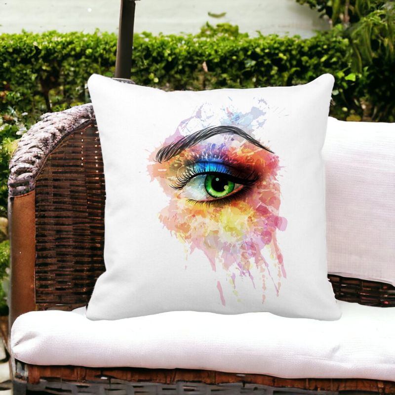 Casa si Gradina - Textile si covoare - Perne si pilote - Perne decorative - Perna Decorativa Patrata Multicolor Eye, 40x40 cm, Alb mat, Husa Detasabila, Burduf - Infinity.ro