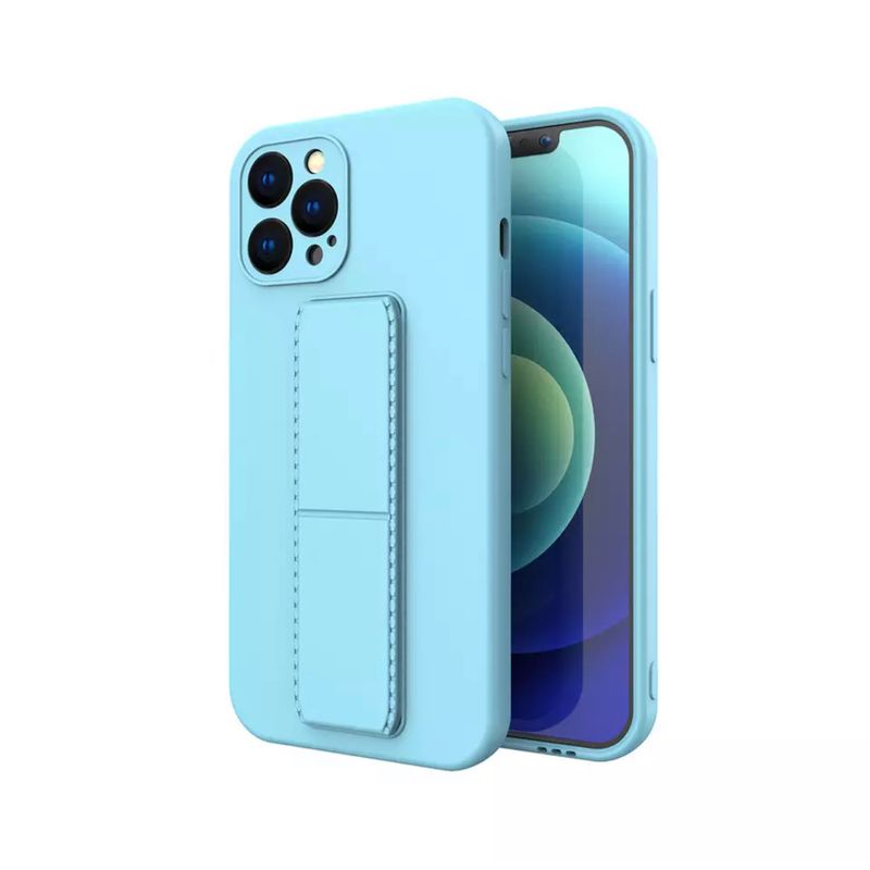 Laptop, Telefoane si Tablete - Telefoane mobile si accesorii - Accesorii Telefoane - Huse telefoane - Protectie si functionalitate intr-o singura husa - Husa magnetica cu stand metalic pentru iPhone 13 Pro, silicon, Ble - Infinity.ro