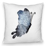 Casa si Gradina - Textile si covoare - Perne si pilote - Perne decorative - Perna Decorativa Fluffy, Model Fluture 2, Blue and Black 40x40 cm, Alb, Husa Detasabila, Burduf - Infinity.ro
