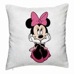 Casa si Gradina - Textile si covoare - Perne si pilote - Perne decorative - Perna Decorativa, Model copii Minnie Mouse, 40x40 cm, Alb Murdar, Husa Detasabila, Burduf - Infinity.ro