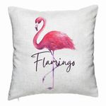 Casa si Gradina - Textile si covoare - Perne si pilote - Perne decorative - Perna Decorativa, Model Flamingo, 40x40 cm, Alb Murdar, Husa Detasabila, Burduf - Infinity.ro