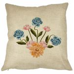 Casa si Gradina - Textile si covoare - Perne si pilote - Perne decorative - Perna Decorativa Patrata Florale Roz Gold si Albstru, 40x40 cm, Husa Detasabila, Burduf - Infinity.ro