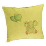Casa si Gradina - Textile si covoare - Perne si pilote - Perne decorative - Perna Decorativa, Model Elefant si baloane in forma de inimioare, 40x40 cm, Verde, Husa Detasabila, Burduf - Infinity.ro