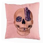 Casa si Gradina - Textile si covoare - Perne si pilote - Perne decorative - Perna Decorativa cu motiv Craniu de Halloween, 1, 40x40 cm, Roz, Husa Detasabila, Burduf - Infinity.ro