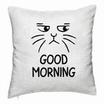 Casa si Gradina - Textile si covoare - Perne si pilote - Perne decorative - Perna Decorativa, Model Good Morning, 40x40 cm, Alb Murdar, Husa Detasabila, Burduf - Infinity.ro
