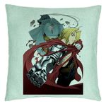 Casa si Gradina - Textile si covoare - Perne si pilote - Perne decorative - Perna Decorativa cu Full Metal Alchemist Edward Elric, 40x40 cm, Verde Menta, Husa Detasabila, Burduf - Infinity.ro