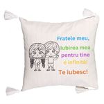 Casa si Gradina - Textile si covoare - Perne si pilote - Perne decorative - Perna Decorativa cu Franjuri Fratele meu 3, 45x45 cm, Cu fermoar - Infinity.ro