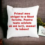 Casa si Gradina - Textile si covoare - Perne si pilote - Perne decorative - Perna Decorativa Patrata Mama Te Iubesc 2,40x40 cm, Alb mat, Husa Detasabila, Burduf - Infinity.ro
