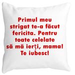 Casa si Gradina - Textile si covoare - Perne si pilote - Perne decorative - Perna Decorativa Patrata Mama Te Iubesc 2,40x40 cm, Alb mat, Husa Detasabila, Burduf - Infinity.ro