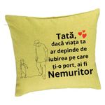 Casa si Gradina - Textile si covoare - Perne si pilote - Perne decorative - Perna Decorativa, Model pentru Tata 5, 40x40 cm, Verde, Husa Detasabila, Burduf - Infinity.ro