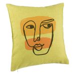 Casa si Gradina - Textile si covoare - Perne si pilote - Perne decorative - Perna Decorativa, Model Fata Femeie, 40x40 cm, Verde, Husa Detasabila, Burduf - Infinity.ro