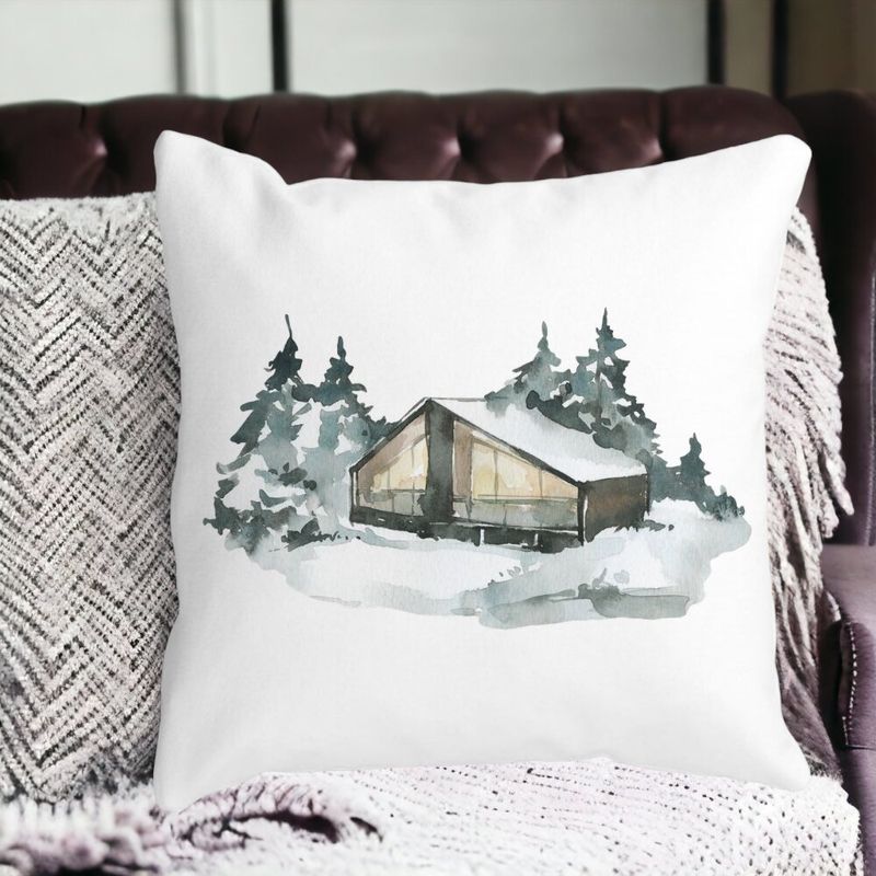 Casa si Gradina - Textile si covoare - Perne si pilote - Perne decorative - Perna Decorativa cu tematica de Craciun, 6, 40x40 cm, Alb mat, Husa Detasabila, Burduf - Infinity.ro