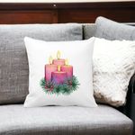 Casa si Gradina - Textile si covoare - Perne si pilote - Perne decorative - Perna Decorativa cu tematica de Craciun, Lumanari 5, 40x40 cm, Alb mat, Husa Detasabila, Burduf - Infinity.ro