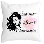 Casa si Gradina - Textile si covoare - Perne si pilote - Perne decorative - Perna Decorativa pentru Cumnata 3, 40x40 cm, Alb mat, Husa Detasabila, Burduf - Infinity.ro
