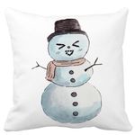 Casa si Gradina - Textile si covoare - Perne si pilote - Perne decorative - Perna Decorativa de Craciun Om de Zapada, 3, 40x40 cm, Alb mat, Husa Detasabila, Burduf - Infinity.ro