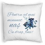 Casa si Gradina - Textile si covoare - Perne si pilote - Perne decorative - Perna Decorativa Fluffy, pentru Nas 1, 40x40 cm, Alb, Husa Detasabila, Burduf - Infinity.ro