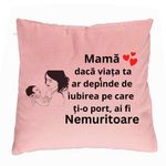 Casa si Gradina - Textile si covoare - Perne si pilote - Perne decorative - Perna Decorativa, Model pentru Mama 9, 40x40 cm, Roz, Husa Detasabila, Burduf - Infinity.ro