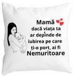 Casa si Gradina - Textile si covoare - Perne si pilote - Perne decorative - Perna Decorativa pentru Mama 12,40x40 cm, Alb mat, Husa Detasabila, Burduf - Infinity.ro