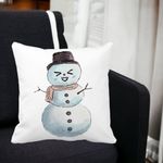 Casa si Gradina - Textile si covoare - Perne si pilote - Perne decorative - Perna Decorativa de Craciun Om de Zapada, 3, 40x40 cm, Alb mat, Husa Detasabila, Burduf - Infinity.ro