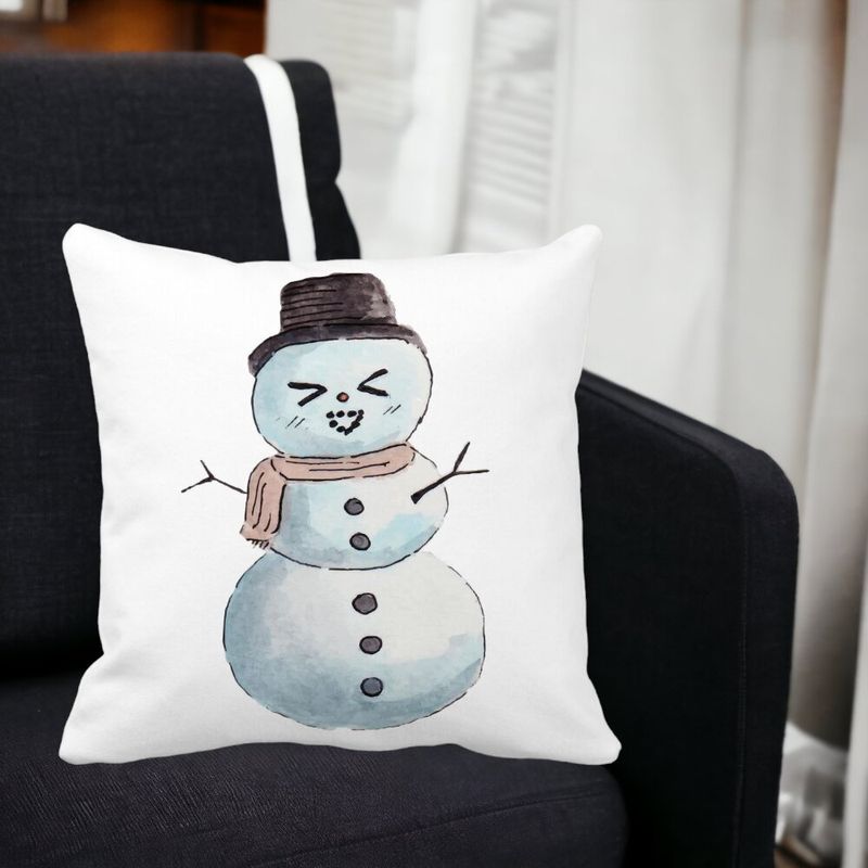 Casa si Gradina - Textile si covoare - Perne si pilote - Perne decorative - Perna Decorativa de Craciun Om de Zapada, 3, 40x40 cm, Alb mat, Husa Detasabila, Burduf - Infinity.ro