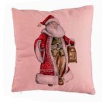 Casa si Gradina - Textile si covoare - Perne si pilote - Perne decorative - Perna Decorativa cu Mos Craciun 1, 40x40 cm, Roz, Husa Detasabila, Burduf - Infinity.ro