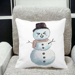 Casa si Gradina - Textile si covoare - Perne si pilote - Perne decorative - Perna Decorativa de Craciun Om de Zapada, 3, 40x40 cm, Alb mat, Husa Detasabila, Burduf - Infinity.ro