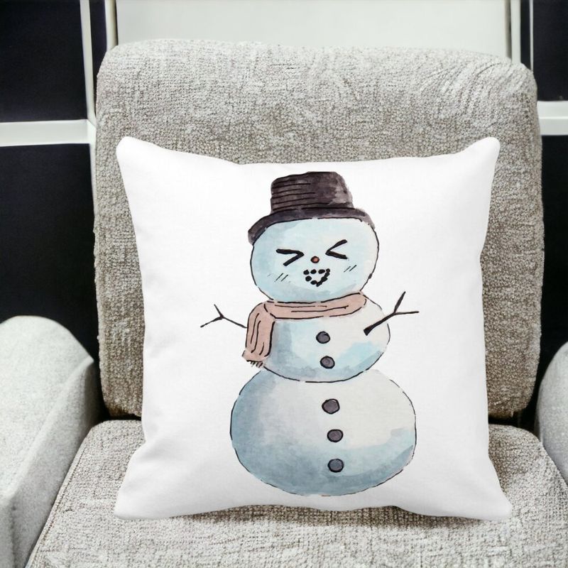 Casa si Gradina - Textile si covoare - Perne si pilote - Perne decorative - Perna Decorativa de Craciun Om de Zapada, 3, 40x40 cm, Alb mat, Husa Detasabila, Burduf - Infinity.ro