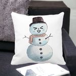 Casa si Gradina - Textile si covoare - Perne si pilote - Perne decorative - Perna Decorativa de Craciun Om de Zapada, 3, 40x40 cm, Alb mat, Husa Detasabila, Burduf - Infinity.ro