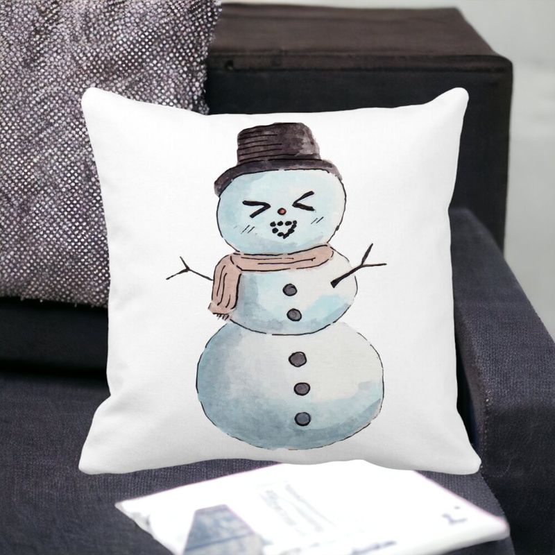 Casa si Gradina - Textile si covoare - Perne si pilote - Perne decorative - Perna Decorativa de Craciun Om de Zapada, 3, 40x40 cm, Alb mat, Husa Detasabila, Burduf - Infinity.ro