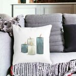 Casa si Gradina - Textile si covoare - Perne si pilote - Perne decorative - Perna Decorativa cu tematica de Craciun, Lumanari 4, 40x40 cm, Alb mat, Husa Detasabila, Burduf - Infinity.ro