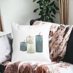 Casa si Gradina - Textile si covoare - Perne si pilote - Perne decorative - Perna Decorativa cu tematica de Craciun, Lumanari 4, 40x40 cm, Alb mat, Husa Detasabila, Burduf - Infinity.ro