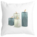 Casa si Gradina - Textile si covoare - Perne si pilote - Perne decorative - Perna Decorativa cu tematica de Craciun, Lumanari 4, 40x40 cm, Alb mat, Husa Detasabila, Burduf - Infinity.ro