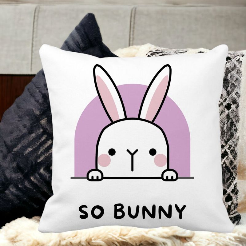 Casa si Gradina - Textile si covoare - Perne si pilote - Perne decorative - Perna Decorativa, So Bunny, 40x40 cm, Alb mat, Husa Detasabila, Burduf - Infinity.ro