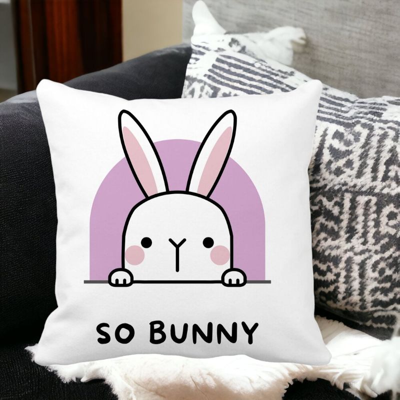 Casa si Gradina - Textile si covoare - Perne si pilote - Perne decorative - Perna Decorativa, So Bunny, 40x40 cm, Alb mat, Husa Detasabila, Burduf - Infinity.ro