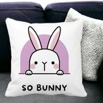 Casa si Gradina - Textile si covoare - Perne si pilote - Perne decorative - Perna Decorativa, So Bunny, 40x40 cm, Alb mat, Husa Detasabila, Burduf - Infinity.ro