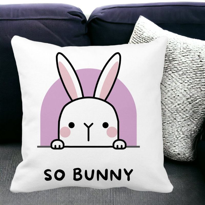 Casa si Gradina - Textile si covoare - Perne si pilote - Perne decorative - Perna Decorativa, So Bunny, 40x40 cm, Alb mat, Husa Detasabila, Burduf - Infinity.ro