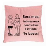 Casa si Gradina - Textile si covoare - Perne si pilote - Perne decorative - Perna Decorativa Sora mea 18, 40x40 cm, Roz, Husa Detasabila, Burduf - Infinity.ro