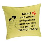 Casa si Gradina - Textile si covoare - Perne si pilote - Perne decorative - Perna Decorativa, Model pentru Mama 5, 40x40 cm, Verde, Husa Detasabila, Burduf - Infinity.ro