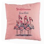 Casa si Gradina - Textile si covoare - Perne si pilote - Perne decorative - Perna Decorativa cu tematica de Craciun, Flamingo si Text 2, 40x40 cm, Roz, Husa Detasabila, Burduf - Infinity.ro
