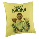 Casa si Gradina - Textile si covoare - Perne si pilote - Perne decorative - Perna Decorativa, Model Super Mom, 40x40 cm, Verde, Husa Detasabila, Burduf - Infinity.ro