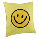 Casa si Gradina - Textile si covoare - Perne si pilote - Perne decorative - Perna Decorativa, Model Smiley Face 2, 40x40 cm, Verde, Husa Detasabila, Burduf - Infinity.ro